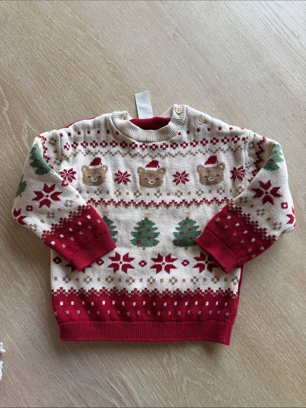 H&M Cream & Red Baby Holiday Knit Sweater